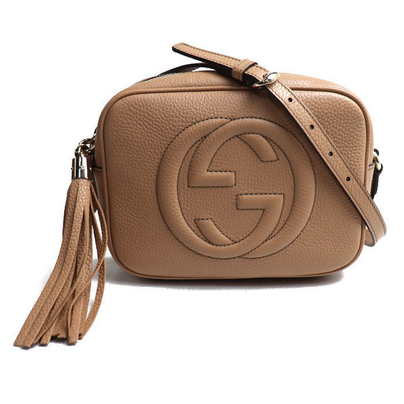 Gucci Soho Small Disco Shoulder Bag Camellia Pink Beige - Picture 1 of 6